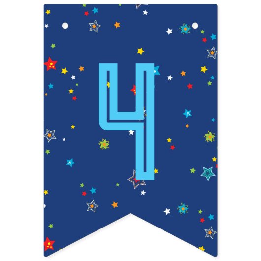 4 3 2 1 Blast Off Outer Space Banner (blauwe tekst (Tweede vlag)