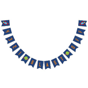 4 3 2 1 Blast Off Outer Space Banner (Oranje tekst
