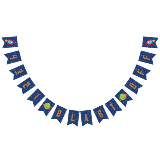 4 3 2 1 Blast Off Outer Space Banner (Oranje tekst (Alle)