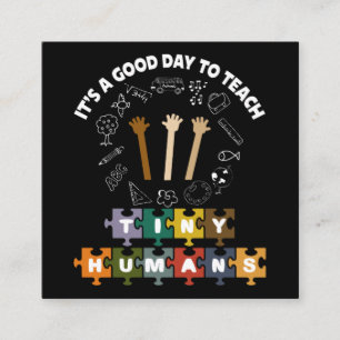 4/4, het is een goede dag om kleine mensen te lere vierkante visitekaartje