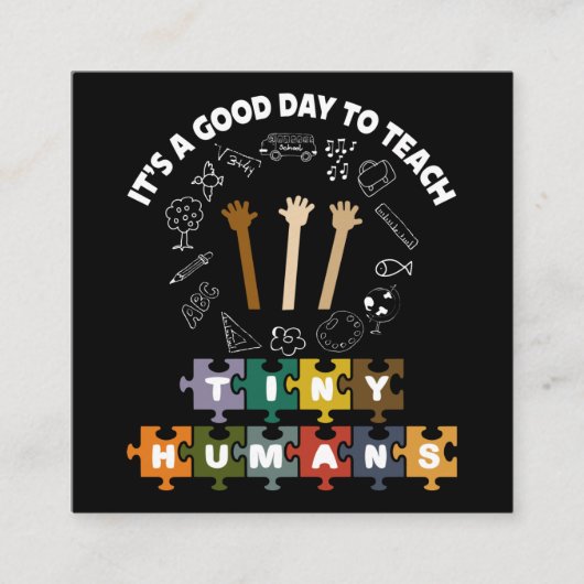 4/4, het is een goede dag om kleine mensen te lere vierkante visitekaartje (Voorkant)