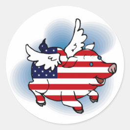 4 - 4 juli Patriottische Vliegende Varkensvarken S Ronde Sticker