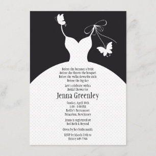 4,5 x 6,25 inch B/W elegante Bridal Shower Invitat Kaart