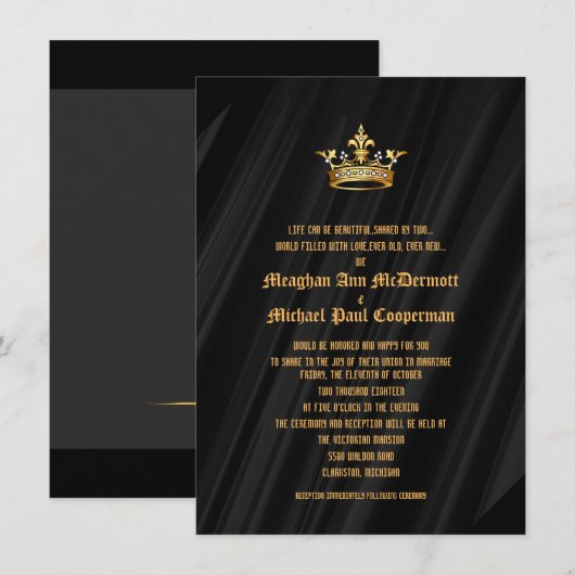 4,5 x 6,25-inch zwarte Zijderkoninklijke koningin  Kaart (Voorkant / Achterkant)