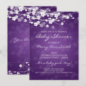 4.5x6.25 Baby shower Cherry Blossom Paars Kaart (Voorkant / Achterkant)