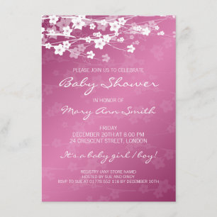 4.5x6.25 Baby shower Cherry Blossom Pink Kaart
