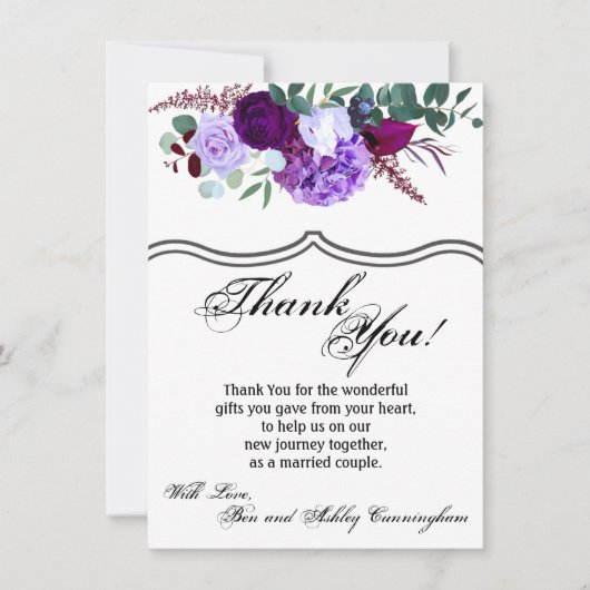 4.5x6.25 Bedankt Kaart Lavendel Hibiscus op Whi (Voorkant)