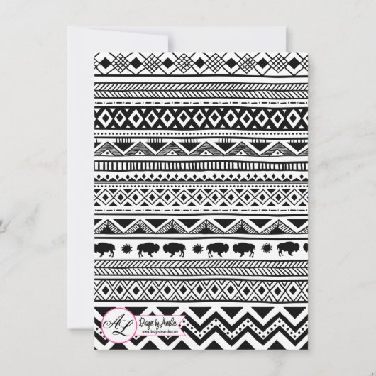 4.5x6.25 Dank u kaart Boho Buffalo Tribal Patter (Achterkant)