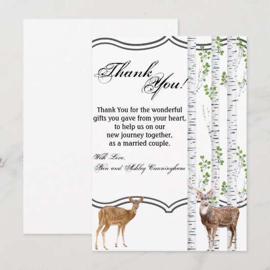 4.5x6.25 Dank u kaart Deer Doe Woodland Buck (Voorkant / Achterkant)