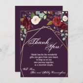 4.5x6.25 Dank u kaart Plum Paarse Rozen Gold Geo (Voorkant / Achterkant)