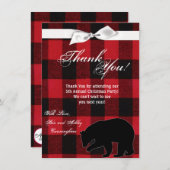 4.5x6.25 Dank u kaart Rood Plaid Zwart Beer (Voorkant / Achterkant)