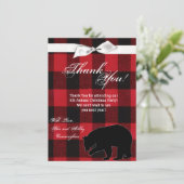 4.5x6.25 Dank u kaart Rood Plaid Zwart Beer (Staand voorkant)