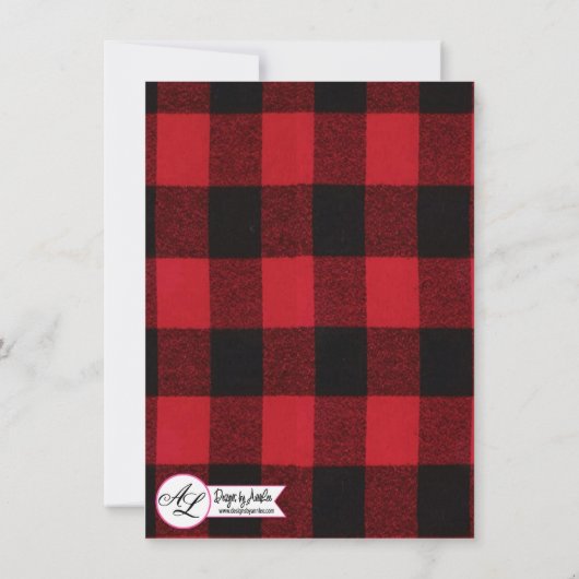 4.5x6.25 Dank u kaart Rood Plaid Zwart Beer (Achterkant)