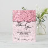 4.5x6.25 Dank u kaart Roos Gouden Glitter (Staand voorkant)