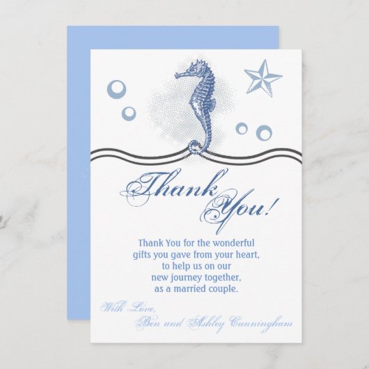 4.5x6.25 Dank u kaart Seahorse Zee Ocean Beach (Voorkant / Achterkant)