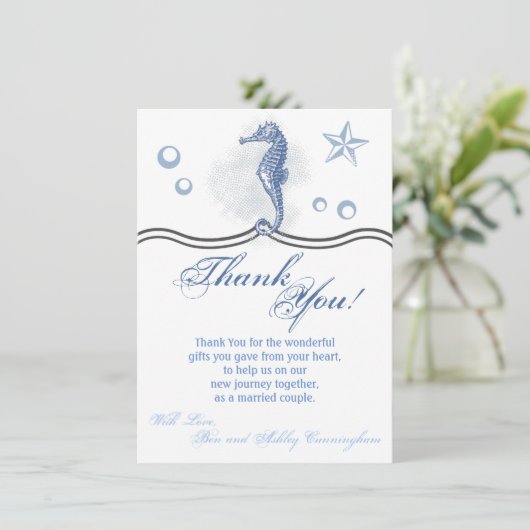 4.5x6.25 Dank u kaart Seahorse Zee Ocean Beach (Staand voorkant)