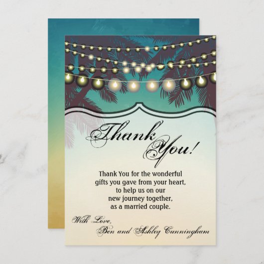 4.5x6.25 Dank u kaart Strand Sunset Palm Trees St (Voorkant / Achterkant)