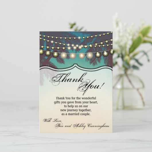 4.5x6.25 Dank u kaart Strand Sunset Palm Trees St (Staand voorkant)