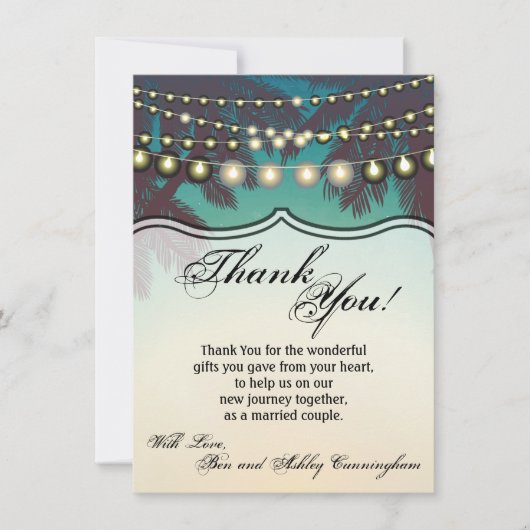 4.5x6.25 Dank u kaart Strand Sunset Palm Trees St (Voorkant)