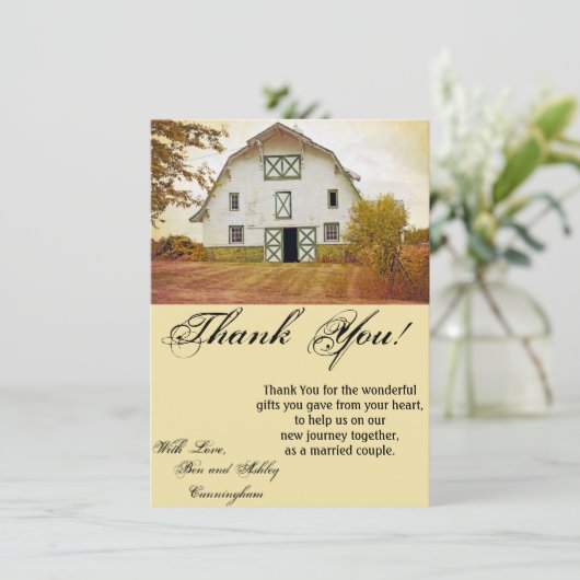 4.5x6.25 Dank u kaart Sunset Barn Country Rustic (Staand voorkant)