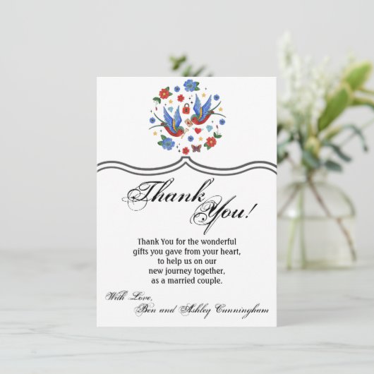 4.5x6.25 Dank u kaart Traditional Bird Tattoo SP (Staand voorkant)