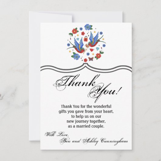 4.5x6.25 Dank u kaart Traditional Bird Tattoo SP (Voorkant)