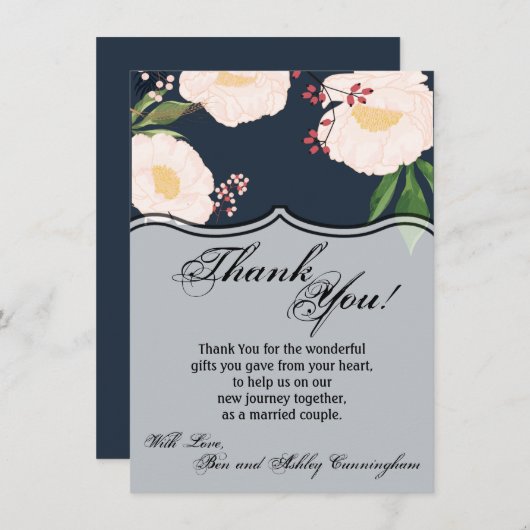 4.5x6.25 Dank u kaart Witte Bloemen Bloemen op Da (Voorkant / Achterkant)