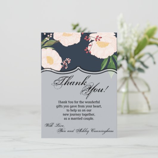 4.5x6.25 Dank u kaart Witte Bloemen Bloemen op Da (Staand voorkant)