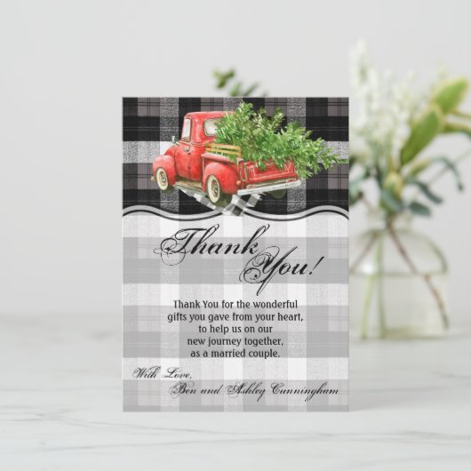 4.5x6.25 Dank u kaart XMAS Vrachtwagen Buffalo Pla (Staand voorkant)