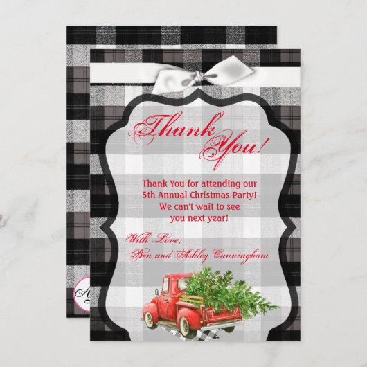 4.5x6.25 Dank u Kaart XMAS Vrachtwagen Kerstmis Bu (Voorkant / Achterkant)