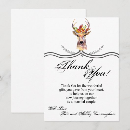 4.5x6.25 Dankkaart boho hert Hertenkop Browni Kaart (Voorkant / Achterkant)