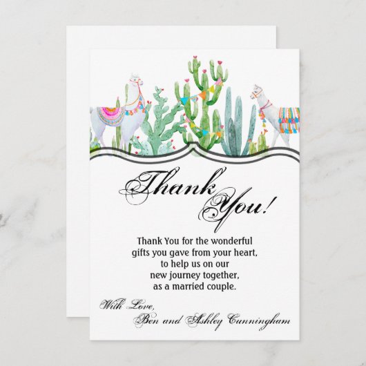 4.5x6.25 Dankkaart Boho Lama Boheemse Cactussen Kaart (Voorkant / Achterkant)