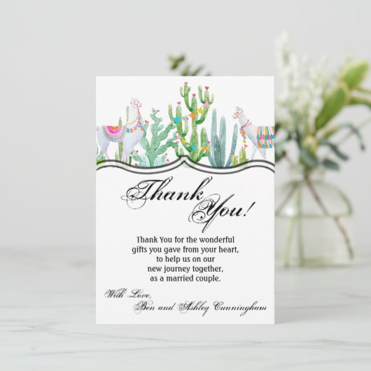 4.5x6.25 Dankkaart Boho Lama Boheemse Cactussen Kaart (Staand voorkant)