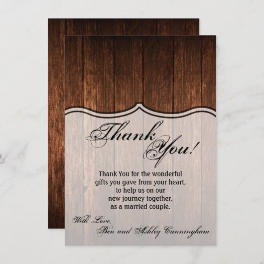 4.5x6.25 Hartelijk dank voor uw kaart Barn Wood La (Voorkant / Achterkant)