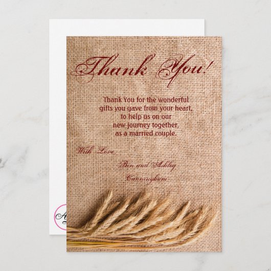 4.5x6.25 Hartelijk dank voor uw kaart Tarwe op het (Voorkant / Achterkant)