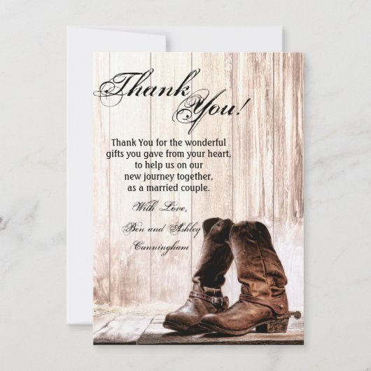 4.5x6.25 Hartelijk dank voor uw kaartje Boots Coun Kaart (Voorkant)
