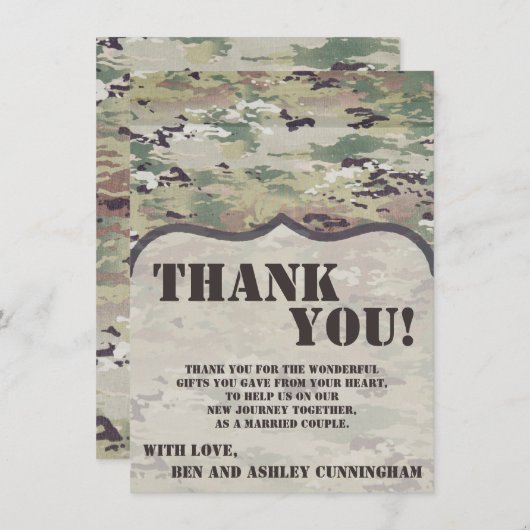 4.5x6.25 Hartelijk dank voor uw kaartleger OCP Cam Kaart (Voorkant / Achterkant)