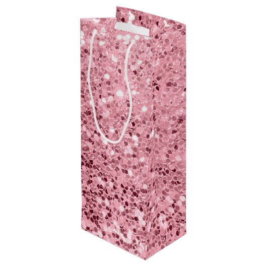 4.75lx4wx13h Wijn Gift Bag Roos Gold Glitter Wijn Cadeautas (Achterkant Gekanteld)