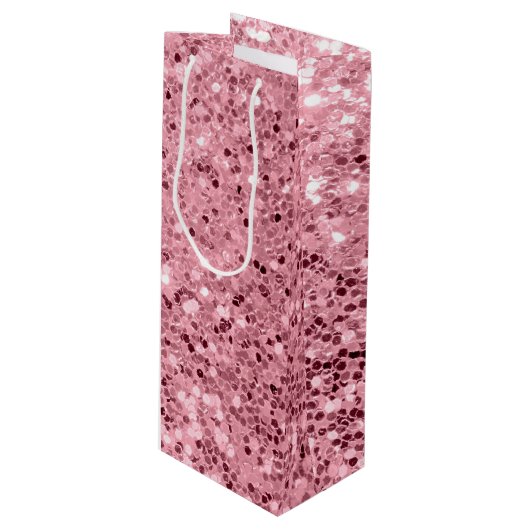 4.75lx4wx13h Wijn Gift Bag Roos Gold Glitter Wijn Cadeautas (Voorkant Gekanteld)