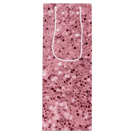 4.75lx4wx13h Wijn Gift Bag Roos Gold Glitter Wijn Cadeautas (Voorkant)