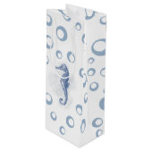 4.75lx4wx13h Wijn Gift Bag Seahorse Ocean Beach Wijn Cadeautas (Voorkant Gekanteld)