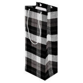 4.75lx4wx13h Wijn Gift Bag XMAS Baffalo Plaid Zwar Wijn Cadeautas (Achterkant Gekanteld)