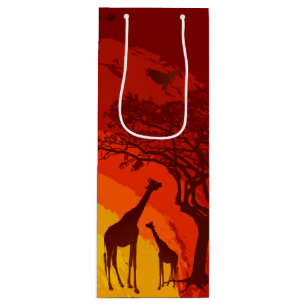 4.75lx4wx13h Wijngeschenkzak African Safari Giraff Wijn Cadeautas