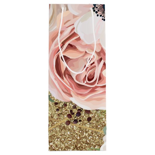 4.75lx4wx13h Wijngeschenkzak Geometrisch Tuin Roos Wijn Cadeautas (Achterkant)