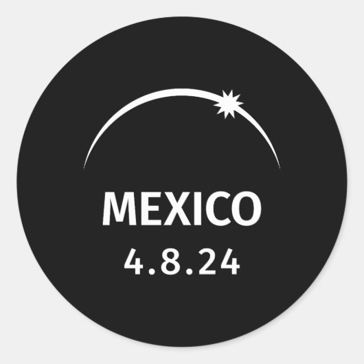 4.8.24 Zonsverduistering Mexico Ronde Sticker (Voorkant)