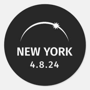 4.8.24 Zonsverduistering New York Ronde Sticker