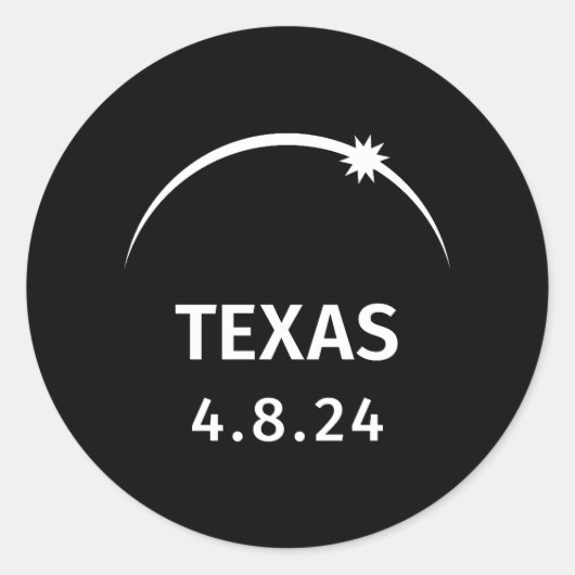 4.8.24 Zonsverduistering Texas Ronde Sticker (Voorkant)