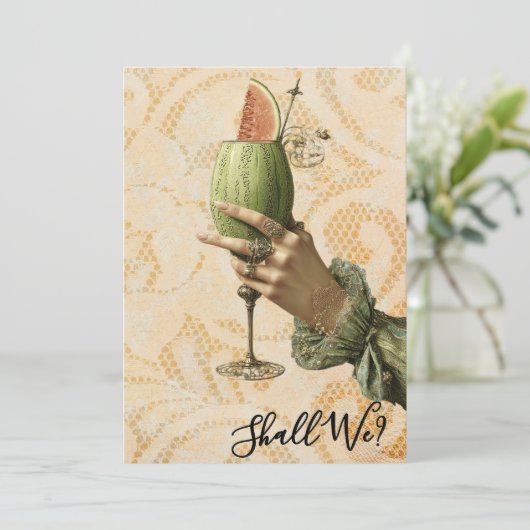 *~* 4 A101 Versierde Cocktail FOTO AFHAKELPARTY Kaart (Staand voorkant)
