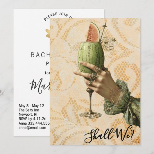 *~* 4 A101 Versierde Cocktail FOTO AFHAKELPARTY Kaart (Voorkant / Achterkant)