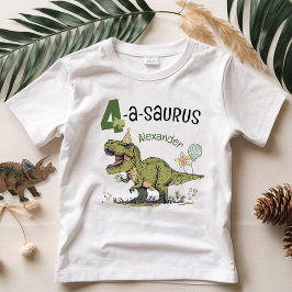 4-a-saurus Schattigee dinosaurus naam 4e verjaarda Kinder Shirts